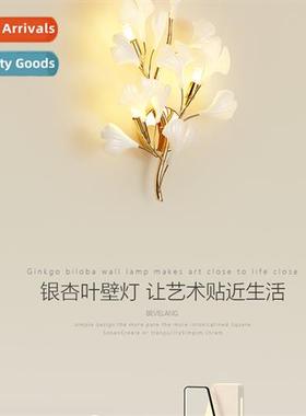 Wall lamp bedroom bedside lamp creative art ginkgo biloba li
