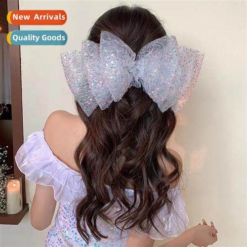 Super fairy multi-layer fish scale sequins bow hair clips fa