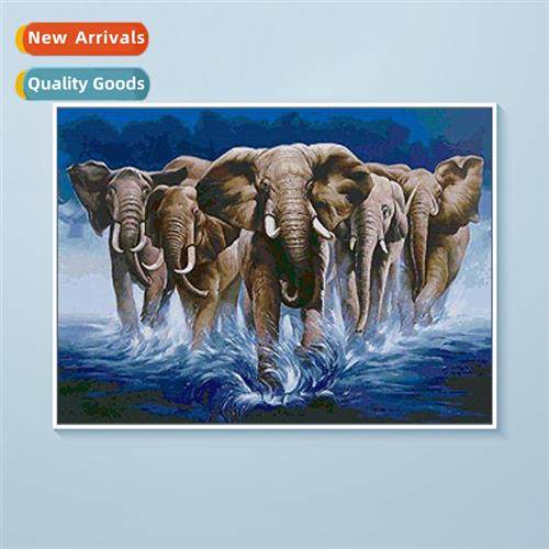 5D diamd painting new modern an cross stch elephant living r