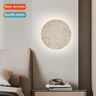 wabi sabi style Japanese bedside travertine bedroom yellow