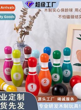 Young childrens wooden bowling medium-sized digal parent-chi