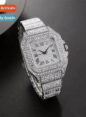 Womens watches full  diamds Roman text square dial ladies qu