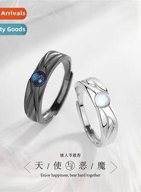 Angel  Devil Couple Rings Black  Whe Pair Student Trendy Ope
