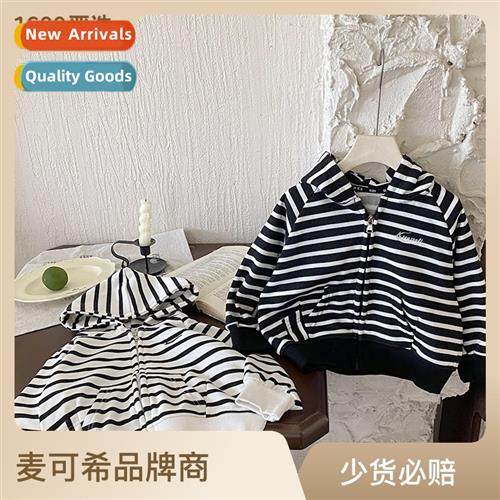 Childrens sweater zipper shirt 2023 fall new baby tops n boy