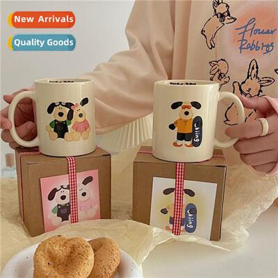 Cute puppy mug female home use large capacy ceramic cup wh l