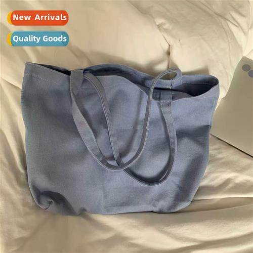 South Korea ins wind blue simple  versatile canvas bag large