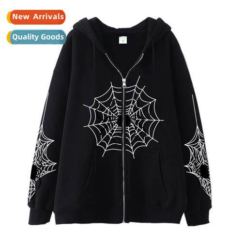 Teenager spider web metal zipper sweater set tide spring  fa