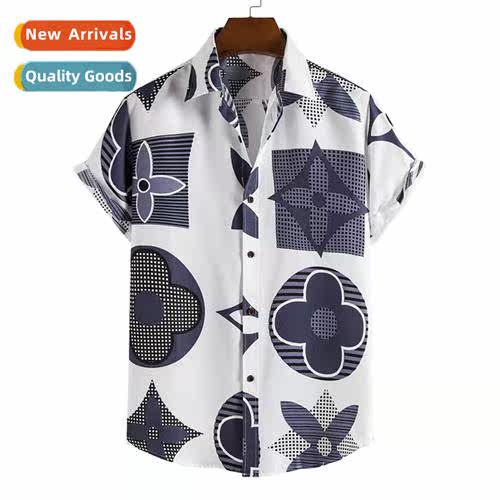2022 spring and summer new mens geometric print short-sleeve