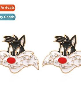 New creative animal oil drop diamd earrings retro fashi wave