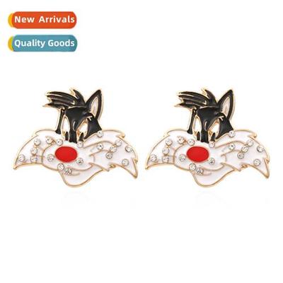 New creative animal oil drop diamd earrings retro fashi wave