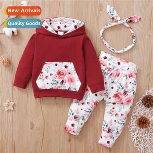 hooded 2021 floral fall new top Girls sleeved spring