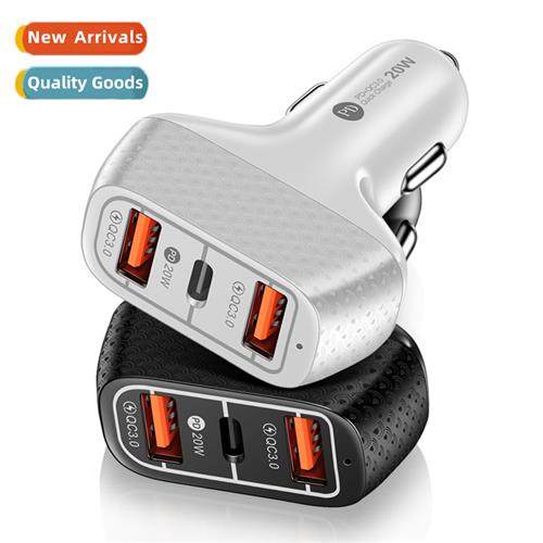 One tow three 2A 2USB+Type-c car charger 2USB interface car