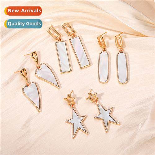 Creative new geometric earrings simple pentagram rectangular