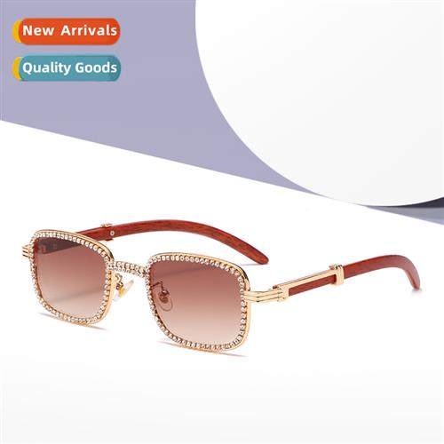 New square exquise hmade chain plain glasses retro wood grai