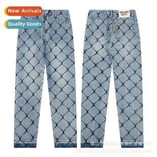 grid denim new printing old GALLER tide Autumn Spring