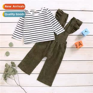 Girls Spring Autumn 2020 new n striped lg-sleeved top + sol