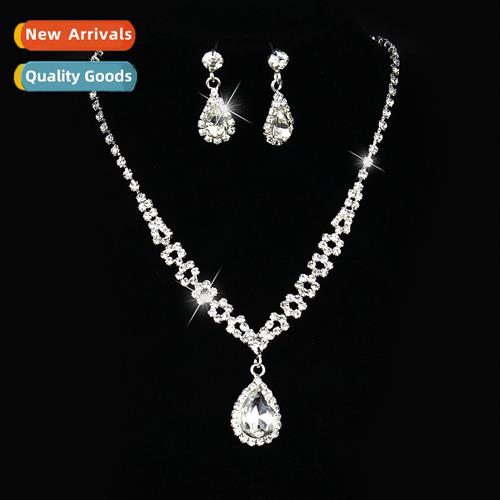 Bridal teardrop set  decoratis rhineste set bride necklace e