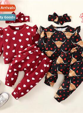 Girls spring  fall  2022 new n love print lg-sleeved top + l