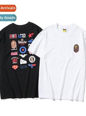 Japanese apes head all-star badge collecti printed short-sle