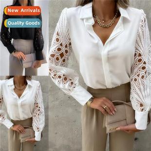new ladies shirt spring blo splicing summer lace 2022 color