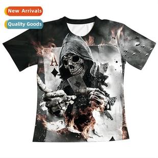 New summer poker Shinigami 3D printing set youth short-sleev