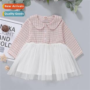 sma Autumn printed plaid sleeved new 2021 Spring Girls