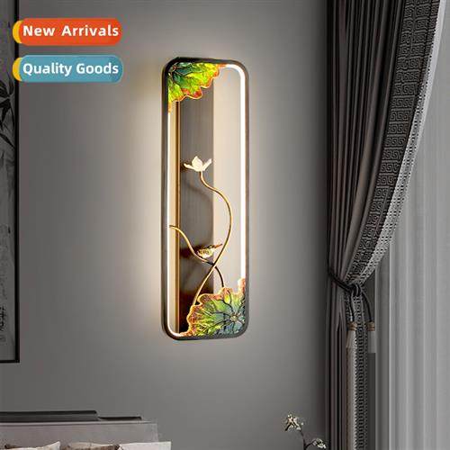 New Chinese style all copper wall lamp living room backgroun