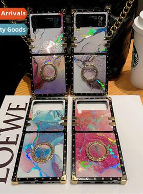 适用Samsung Z Flip4 Golden Sands Jade Square Phone Case Fold