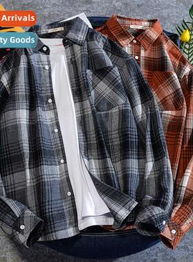 Tide ape mens 2021 fall new shirt mens plaid Harajuku bf win