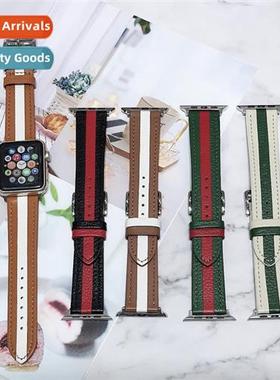 适用Apple leather inter-color watch band apple watch8/7/SE/6