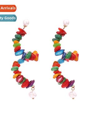 fashi hmade beads crushed ste color earrings persaly exagger