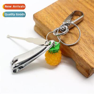 Pineapple keychain single ring keychain wh nail clippers ear