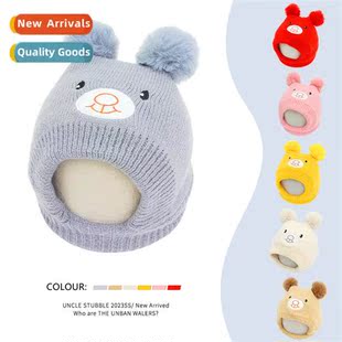 The new bear childrens knted caps winter cold warm childrens