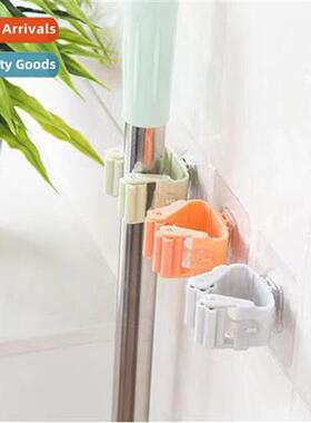 Mop storage sticky hooks free bathroom kchen shelves mop han