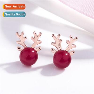 n Mori lerature elk antler earrings female inlaid pomegranat