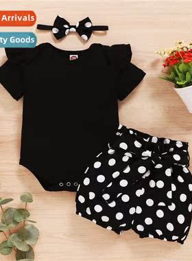 Girls summer 2021 new n solid color short-sleeved top + polk