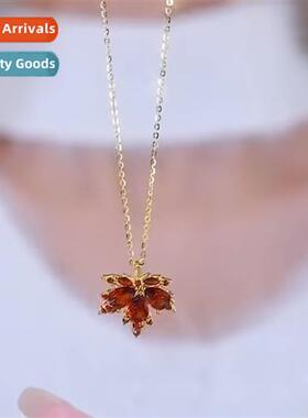 maple leaf necklace female niche high-level   leaves tanium