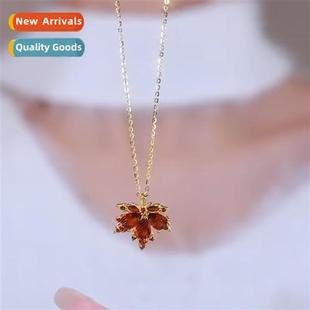 female niche high maple leaves necklace level tanium leaf
