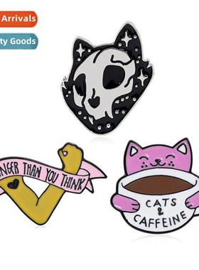 new oil drip alloy enamel badge cfee cat brooch baked enamel