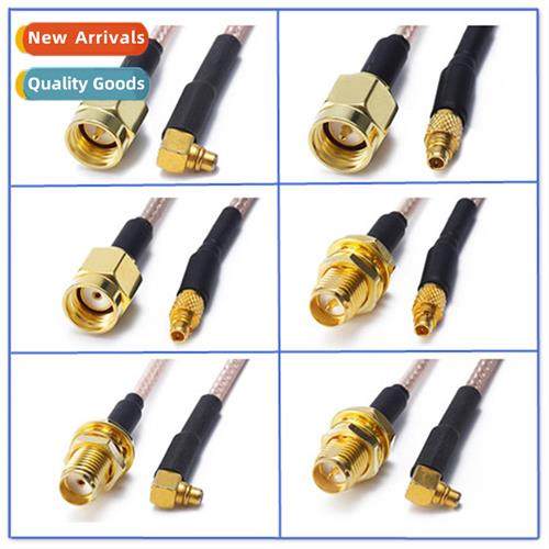 SMA male female internal pin/hole to MMCX curved male jumper