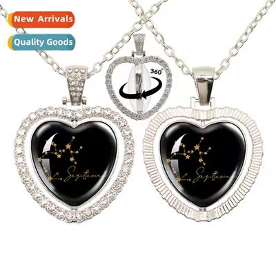 Zodiac Signs Zodiac Heart Pendant Double Sided Peach Heart N
