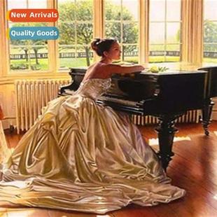 full new hmade diamd round beauty piano DIY painting Diamd