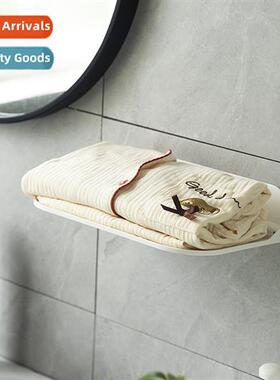 Bathroom foldable shelf bathroom wall-mounted no-hole towel
