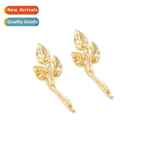 fashi niche winding leaf earrings female informed OCD gold l