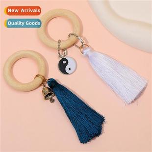 New Wooden Beads Bell Napkin Ring Trendy Creative Taiji Tass