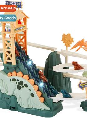 Double slide dinosaur climbing stairs light music rechargeab