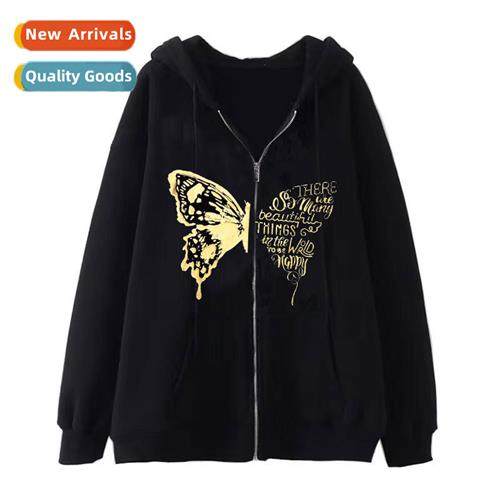 2022 Dark Hip Hop Gothic Harajuku Y2k Butterfly Zipper Hoodi