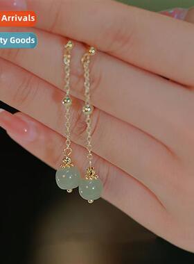2022   field jade earrings female ins cold wind gentle hundr