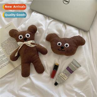 Korean ins dorky cookie bear coin purse bear head plush card