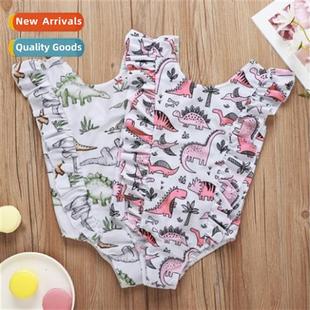 Dinosaur Girls Printed ins Piece Green One Swimsu Pink